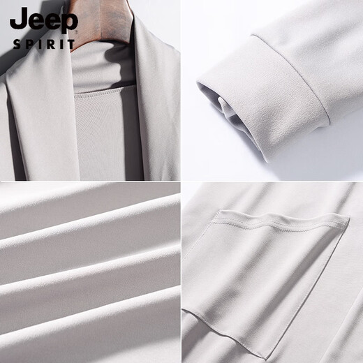 JEEP SPIRIT夏季风衣男中长款防晒男士薄款大衣春秋帅气披风韩版学生外套潮流 9909翻领 灰色 M