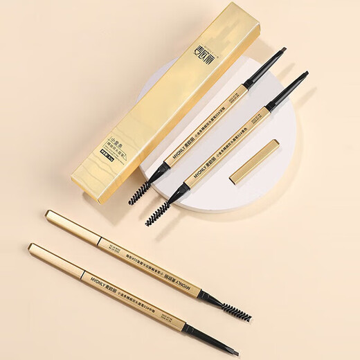 Maioli small gold bar gold chopsticks double-headed eyebrow pencil ultra-fine three-dimensional long-lasting waterproof triangular head eyebrow pencil three-pack deep coffee