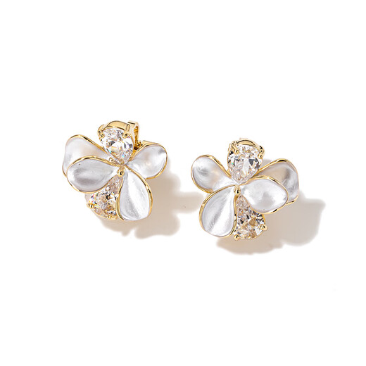 Qlady ear clip women's pierced ear bone clip flower earrings feminine earrings 2025 new high-end birthday gift