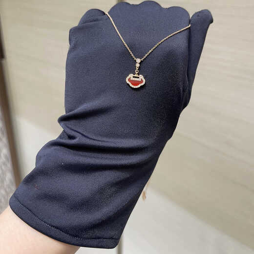 Shengbei Kirin's new 18K gold Ruyi necklace gourd necklace carnelian diamond ladies rose gold pendant clavicle chain style 1