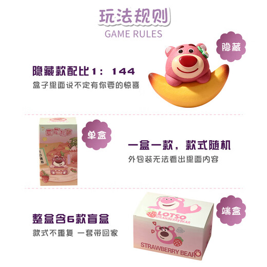 格心女生生日礼物女孩子实用走心草莓熊公仔盲盒手办公桌摆件 QT310草莓熊甜品派对(6款不重复)