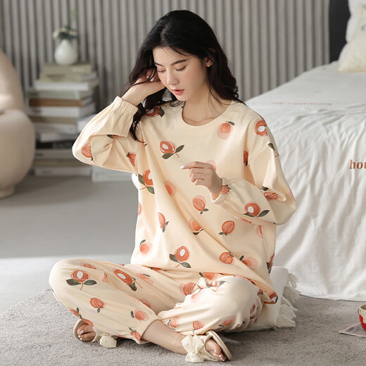 Frühlings- und Herbst-Pyjamas Frauen purer Baumwolle Langarm Koreanisch niedlicher Cartoon Zwei-teiliger Student Student Summer Herbst und Winter Home-Anzug GXT9928 M (vorgeschlagen 75-95jin [Jin gleich 0,5 kg])