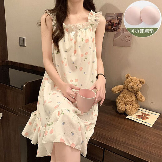 含蕊泡泡棉吊带睡裙甜美可爱胸垫可拆洗家居服 CX-5010#彩虹笑脸 180 XL