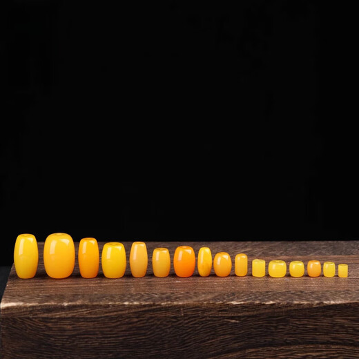 Fat Donglai's same style beeswax single bead barrel beads Tibetan drum beads pier with separated beads loose beads Xingyue Bodhi Vajra chicken fat yellow barrel beads 11.6*11.8 (mm)