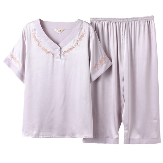 
Modal middle-aged mother ice silk thin summer middle-aged and elderly women silk. Silk short-sleeved pajamas and women's home clothes set 683 bean paste (cross sleeve trousers) 2XL [Suggested 120-135 Jin [Jin equals 0.5 kg]]