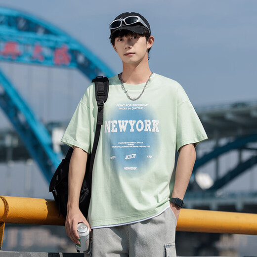 Langer Taozi-Eis Silk Kühle Kurzärärt-T-Shirt-Männer Sommerbrief drucken halbärmelige Männer loser Top Teenager Sorona T-Shirt 9904 Weiß 2xl (ca. 150-170jin [Jin gleich 0,5 kg] tragbar)