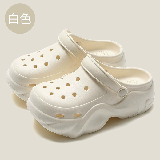 铂呐苓洞洞鞋女款夏季外穿厚底增高防滑踩屎感包头不臭不响沙滩鞋凉拖鞋 白色洞洞鞋【可爱小熊玩偶】 5cm 37-38