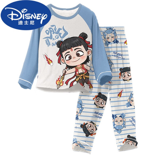 Disney (Disney) boys' pajamas Nezha 2025 new spring and autumn Modal children's long-sleeved thin section big children and little boys home clothes 2M--ST-12158 170 10 yards (110-120)cm