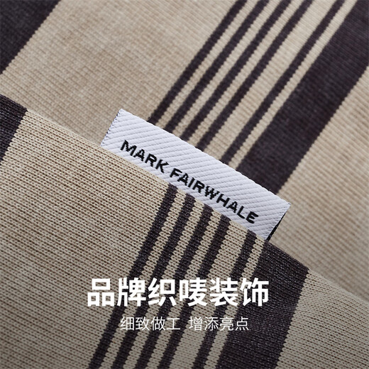 马克华菲【经典色织条纹】短袖T恤男25夏季清爽透气宽松圆领休闲百搭t恤衫 701卡其 M