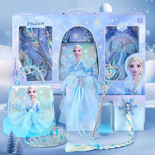 Disney children's jewelry, hair accessories, bags, creative gift box set for girls birthday gifts, princesses, house play toys, ice and snow style