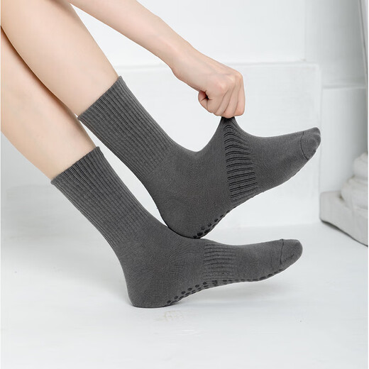 Yu Zhaolin (YUZHAOLIN) Yoga Socks Professional Summer Thin Sports Socks Indoor Fitness Socks Pilates Black + White + Khaki 3 Pairs One Size