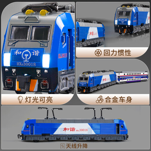 Mignon Home Children's Alloy Train Toys Retro Green Skin Dongfeng Harmony Subway Rail High-Speed ​​Mode