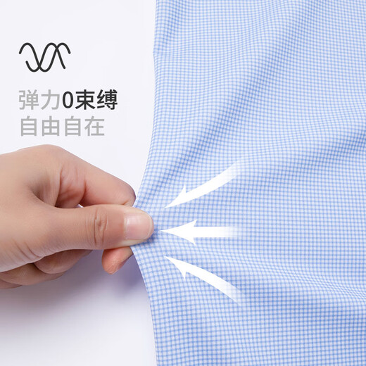 梦特娇（MONTAGUT）春夏男士短袖格纹衬衫季桑蚕丝亚麻透气凉感上衣 灰色 L/50