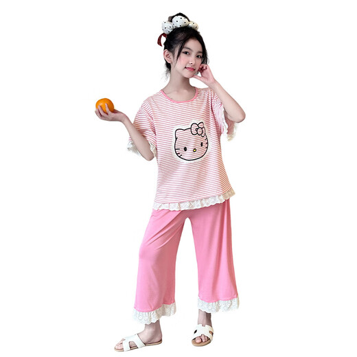 G.DUCKKIDS小黄鸭女童睡衣夏季薄款短袖中大童女孩空调服卡通套装儿童家居服 841款 160 建议13~14岁【150-160cm】cm