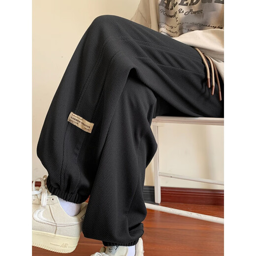 S.Sofea Herbst Oversize American Swatpants Lose Lose großer Bindungssporthosen K1049-Black+K1049-Grau M Empfohlen 90-115jin [Jin gleich 0,5 kg] kann 95-115jin tragen [Jin gleich 0,5 kg]