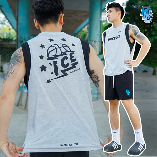 贵娇儿（GUIJIAOER）BKCXZICE破冰撞色美式篮球训练无袖健身服夏装透气运动服 破冰联名撞色边背心-白色 M 160-170高，95-115斤)