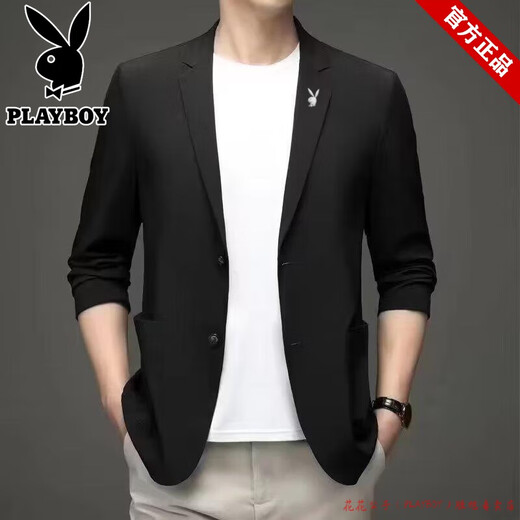 Playboy summer ice silk suit men's casual sun protection suit small suit thin cool single western jacket men's top 718# blue 3XL
