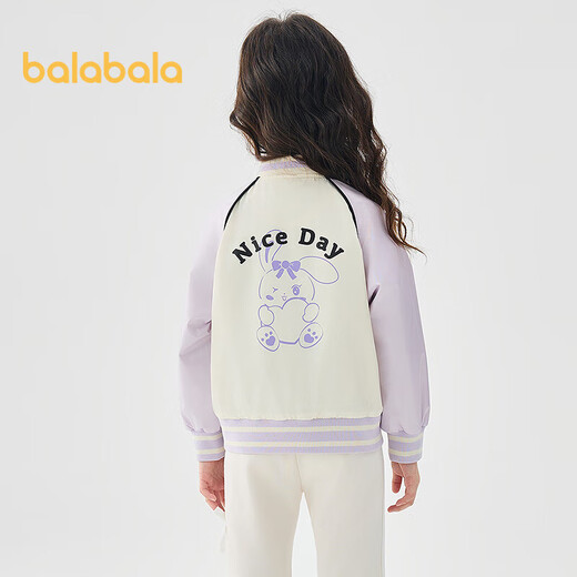 Balabala children's jacket girls 2025 New Year's clothing baseball uniform contrasting sports tops campus 209125105001
