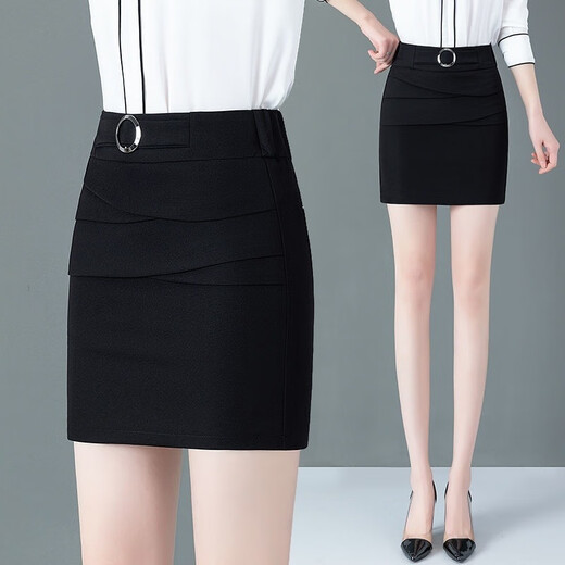 S.SOFEA high waist short skirt makes you look slim and versatile professional black black 9906 L 100-110Jin [Jin equals 0.5 kg]