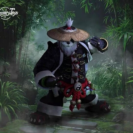 红同MEMORY TOYS魔兽熊猫人云游者吴青烈带特典发光可动人偶模型 默认盒损 拆封后不退不换