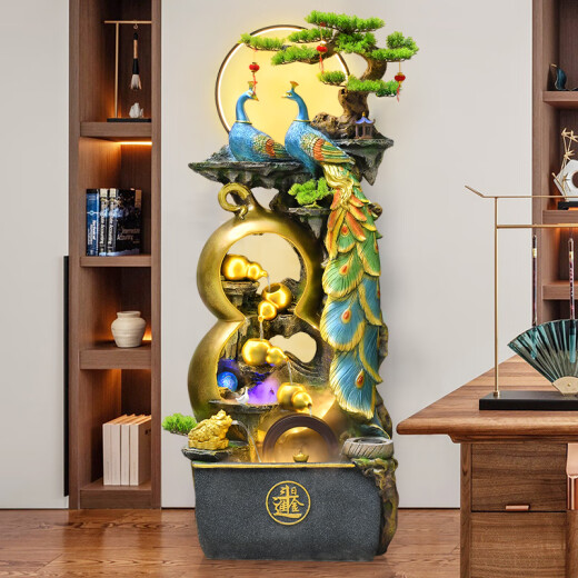 定制风水轮葫芦流水生财摆件客厅办公室招财开业礼品装饰假山循环 9926小号高106CM