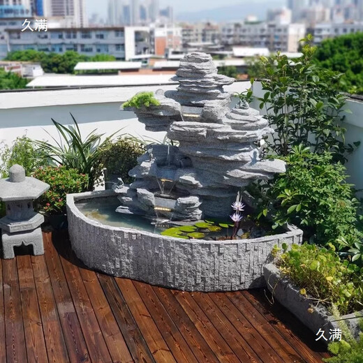 Outdoor garden rockery flowing water fountain ornaments top floor fish pond landscape villa courtyard entrance bonsai decoration 5010 rectangular pool 190x70x155 length, width and height