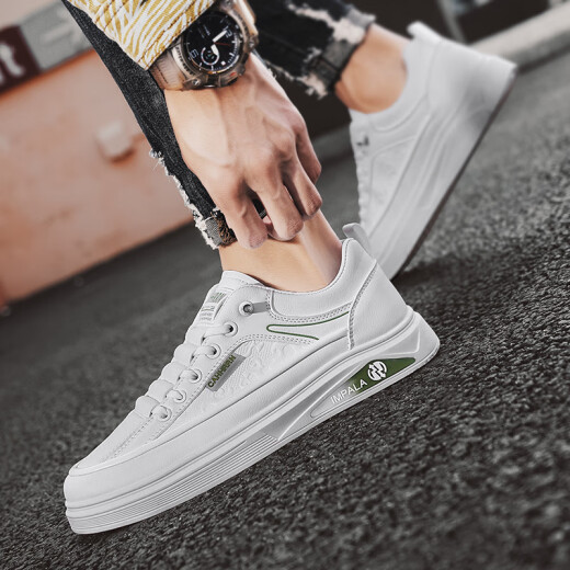 Duchen (DUCHEN) new trendy versatile men's shoes internet celebrity fashion trendy shoes low top comfortable wear-resistant casual shoes men's white and green 7372 39