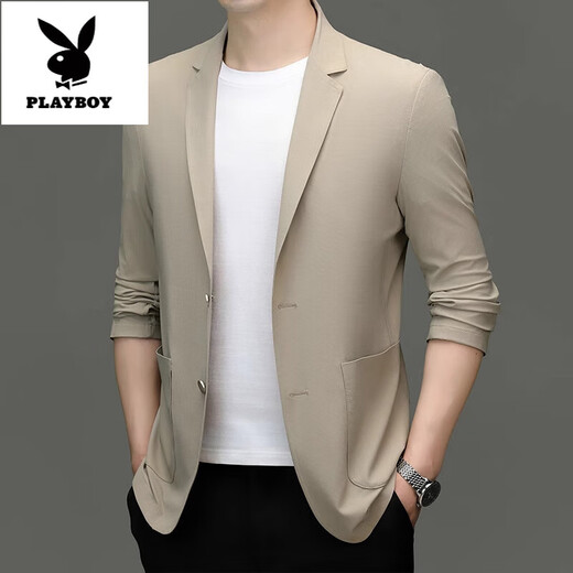 Playboy (playboy) Ice Suit Suit NOUVEAU MEN'S NOUVEAU Été décontracté et veste de costume de fer à la mode mince simple LUMBRE TOP NOIR 4XL 195
