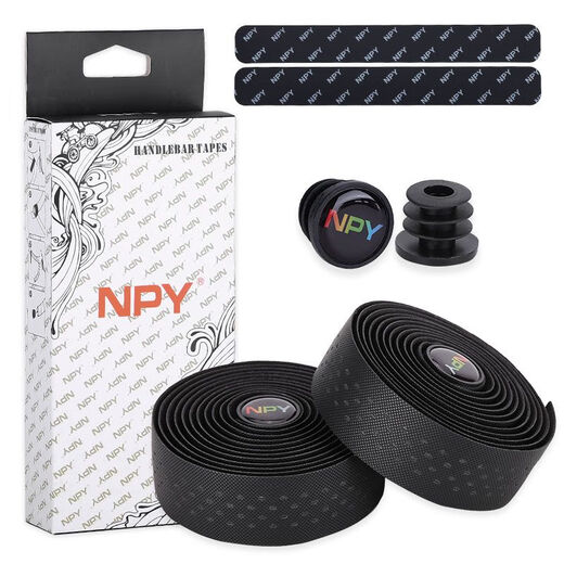 NPY road handlebar with bicycle thickened wrapped handlebar with anti-slip sweat-absorbent shock-absorbing strap handlebar wrapped cloth bent handlebar wrap NPY polka dot handlebar tape - black