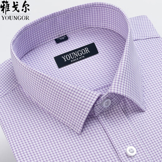 雅戈尔长袖衬衫男士2025春秋款纯棉免烫中年休闲高端条纹正装衬衣 6623 38 建议70-95斤