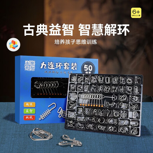 梵达森（FAN DA SEN）九连环益智玩具全套鲁班锁儿童智力解扣24件套孔明锁解锁环小学生 解环9件套【盒装】