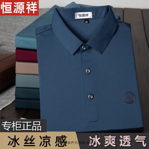 Hengyuanxiang mittleren und älteren Eisseide kurzärmeliges T-Shirt, Vater mittleren Alters Casual Lose Polo halbärmelig 9859 flacher Kaffee 165/m