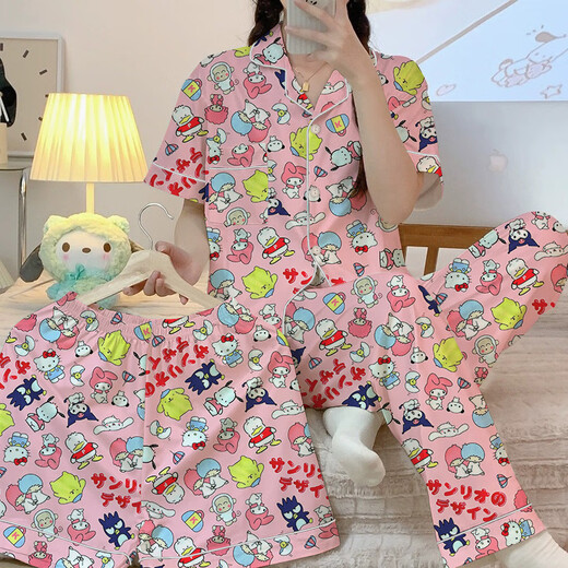 Xianxiu labubu milch seiden cartoon home kleidung dreiteiliger pyjama 14137#1 185 xxl