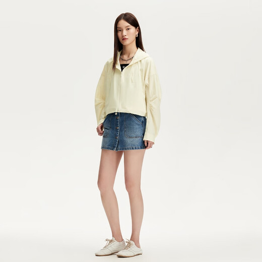 VEROMODA Chinese Valentine's Gift Jacket for Women 2025 Summer New Loose Short Light Fabric Drawstring Top 325217013 Gulf White XS