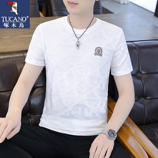 Camiseta de manga corta de la manga de seda de pájaros pájaros de la carpeta de la camiseta delgada de la camiseta delgada de la camiseta delgada de verano de 2025.