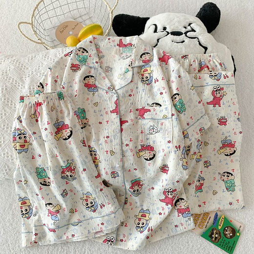 夏季短袖睡衣女薄款开衫三件套家居服新款可外穿卡通学生少女套装 9911浅杏蛋糕KT猫三件套 M