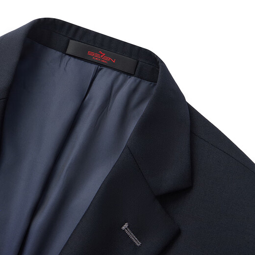 Qipai woolen suit men's autumn and winter new business professional formal suit suit groom wedding suit navy blue F style material subject to the tag L (175) B48