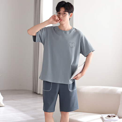 
Catman 100% pure cotton pajamas men's summer short-sleeved suit 5025 new cotton can be worn for boys' home clothes summer 702 L [110-135Jin [Jin equals 0.5 kg]]
