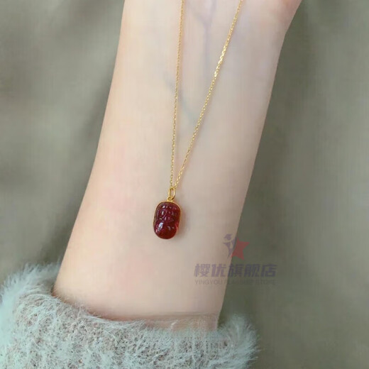 Sakura Pink Purple Tourmaline Pixiu Pendant Necklace Women's Niche Design Personality Simple Retro Chinese Sweater Chain Clavicle Chain Natural Pink Purple Tourmaline Pixiu Necklace Copper/