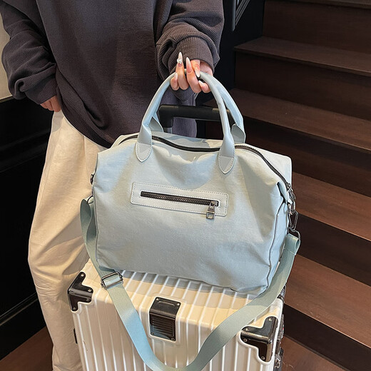 短途旅行包女小型轻便手提包男旅游包百搭单肩健身包行李箱285 蓝色 小