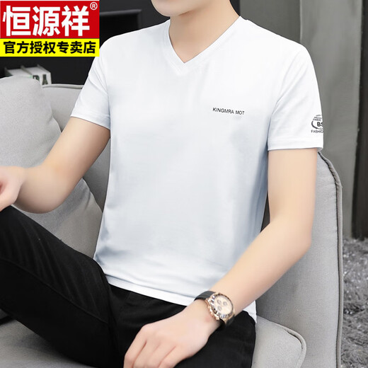 Hengyuanxiang Summer Algodón de algodón de algodón de manga corta Camiseta de blusa para hombres Moda nueva Camiseta de cuerpo delgado de hombres a media manga Q694 Verde M 90-100Jin [Jin equivale a 0.5 kg]