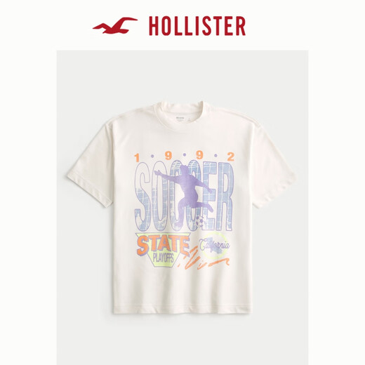 HOLLISTER【凉感印花T】25夏新款情侣宽松T恤男装女装KI323-5008 奶油色 XS (170/84A)