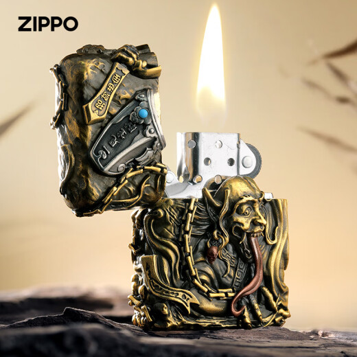 ZIPPO打火机正版芝宝防风煤油火机重盔甲黑白无常复古送新年礼物 黑白无常-银(单机不含油)DY9902T