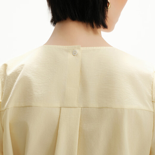 播俏皮减龄泡泡袖衬衫女25夏季新款圆领小A版宽松衬衣DDS2HD5012 Y10润玉 L