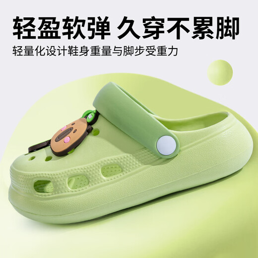 Schweinevaters Kinderlächen Sommerjunge 2025 neue Stil Girls Innen im Innenbad Anti-Rutsch-Strand-Cartoon-Loch-Schuhe Khaki 24