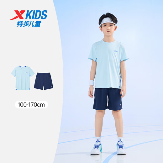 XTEP (XTEP) Ropa para niños para niños y niñas de moda cómoda y versátil de manga corta Sky Blue 120