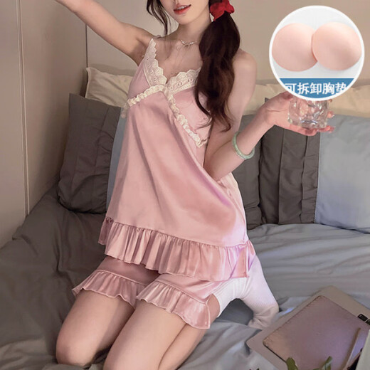 Hanrui Summer Pad Padis Pyjamas pour femmes pour femmes en dentelle mince vêtements JDX-9221 # [rose] 175 L