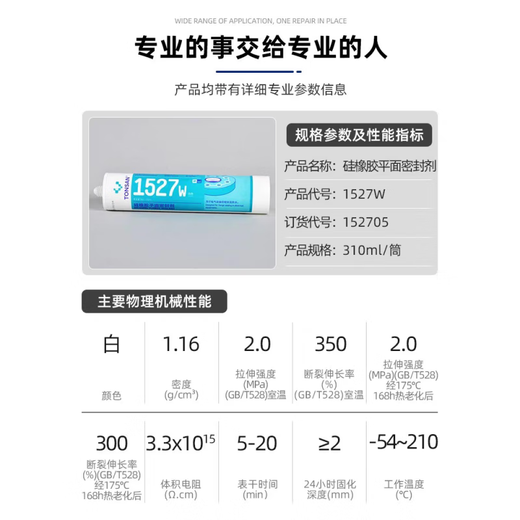 KESAIXIN1587/1592/1596/1598 Sellador de goma de silicona resistente a alta temperatura sellador impermeable impermeable 1527W White (310 ml)