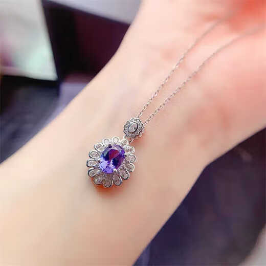 Iosn Natural Tanzanite Pendant Women's 925 Silver Inlaid Blue Gemstone Necklace Clavicle Chain Fashion Full Diamond Temperament Gift