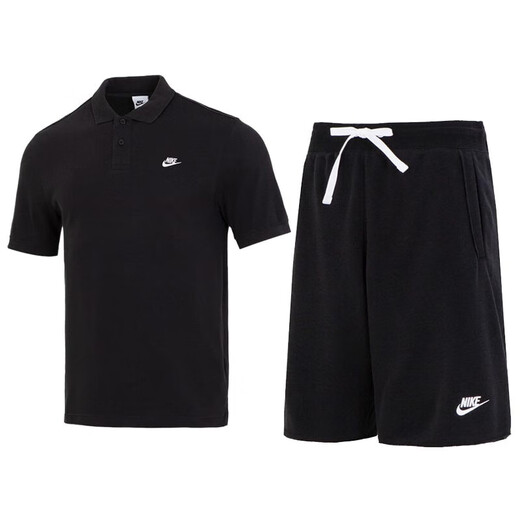 耐克（NIKE）运动套装男 25夏新款时尚polo衫透气短袖t恤休闲针织短裤 两件套. FN3895/010+DX0767/010 S/165【建议体重90/110斤】